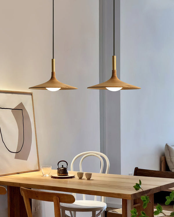 Solid Wood Disc Pendant Light
