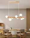 Spiral Glass Ball Chandelier with Wood Frame for Dining Room and Foyer