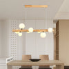 Spiral Glass Ball Chandelier with Wood Frame for Dining Room and Foyer