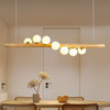 Spiral Glass Ball Chandelier with Wood Frame for Dining Room and Foyer