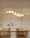 Spiral Glass Ball Chandelier with Wood Frame for Dining Room and Foyer