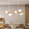 Spiral Glass Ball Chandelier with Wood Frame for Dining Room and Foyer