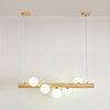 Spiral Glass Ball Chandelier with Wood Frame for Dining Room and Foyer