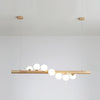 Spiral Glass Ball Chandelier with Wood Frame for Dining Room and Foyer