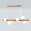Spiral Glass Ball Chandelier with Wood Frame for Dining Room and Foyer