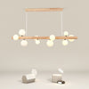 Spiral Glass Ball Chandelier with Wood Frame for Dining Room and Foyer