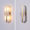 Alabaster Oval Wall Sconce with Brass Band, ADA Vertical or Horizontal Light for Bedroom and Hallway