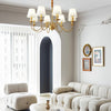 Tapered Fabric Brass Chandelier