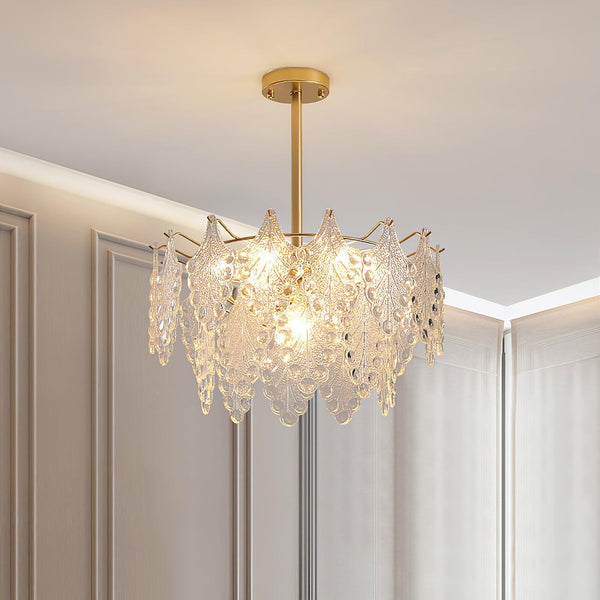 Tiered Carved Glass Chandelier