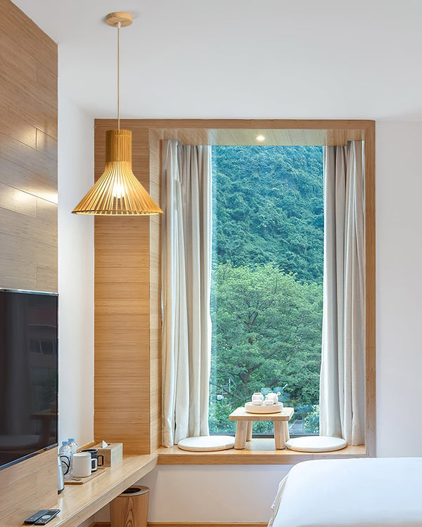 Trumpet Wood Art Pendant Light