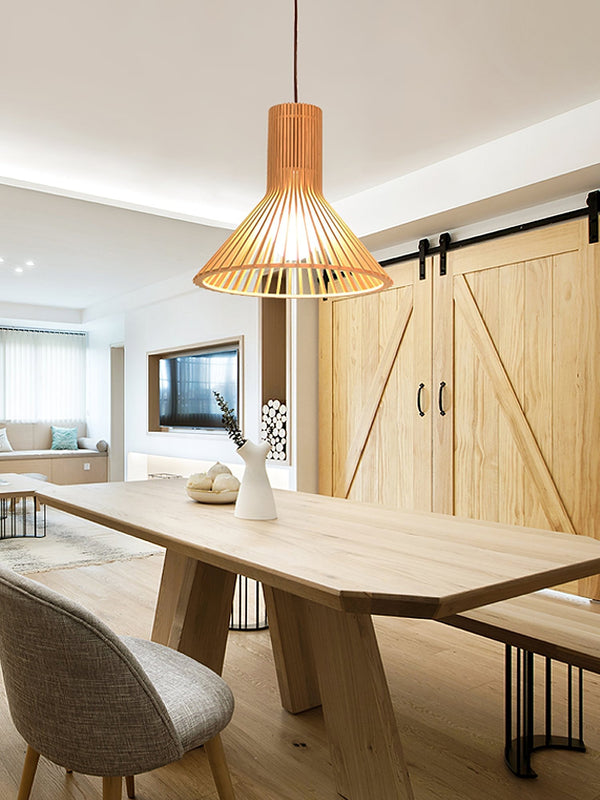 Trumpet Wood Art Pendant Light