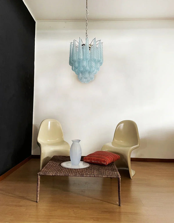 Vintage Murano Blue Glass Petals Chandelier