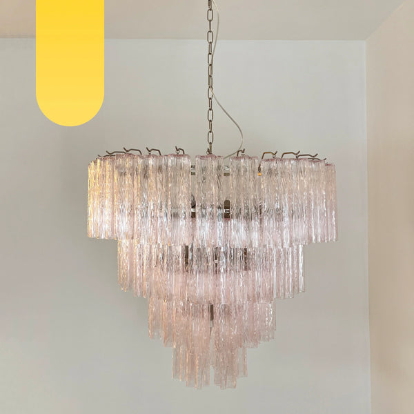 Vintage Murano Pink Glass Chandelier