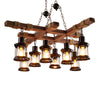 Vintage Wood Glass Chandeliers