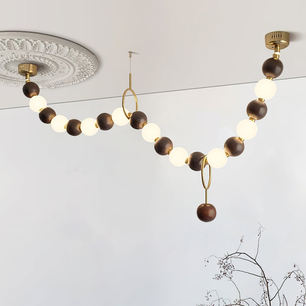 Walnut Bead Necklace Pendant Lamp