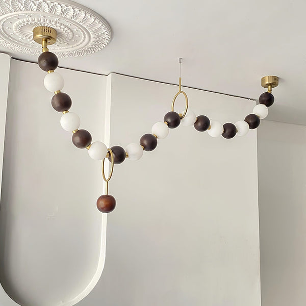 Walnut Bead Necklace Pendant Lamp