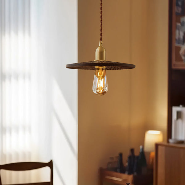 Walnut Saucer Pendant Light