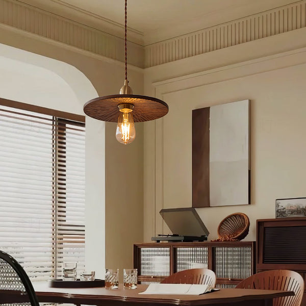 Walnut Saucer Pendant Light