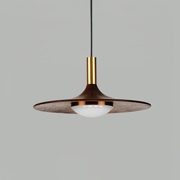 Walnut Wood Dish Pendant Light