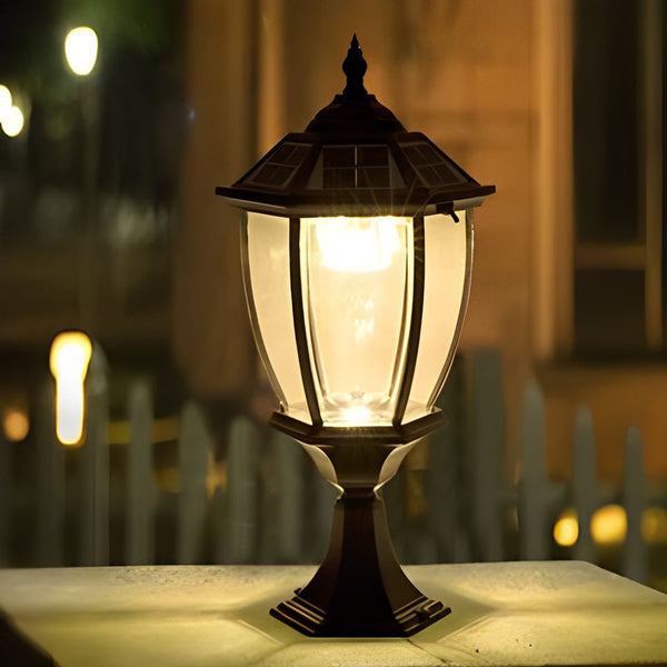 Black Vintage Outdoor Solar Fence Post Lights Li002156