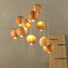 Wooden Orb Sphere Cluster Pendant Light