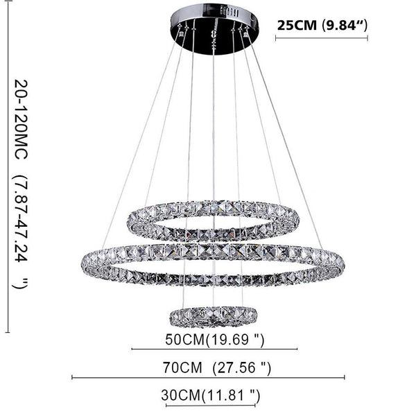 Luxury Crystal Led Chandelier 3 Tier Geometric Or Stacked Led Pendant Light