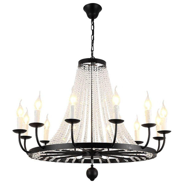 Empire Wagon Wheel Chandelier 8 10 12 Candle Lights 20 Adjustable Chain Crystal Accents