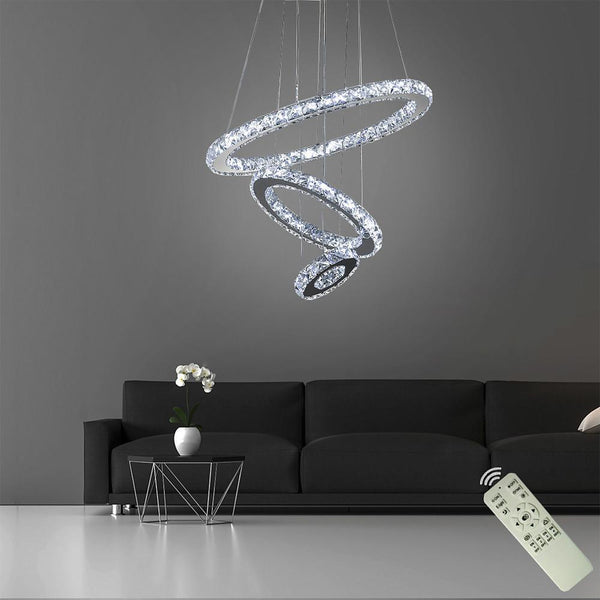 3 Ring Adjustable Circles Tiered Crystal Bling Hanging Modern Chandeliers