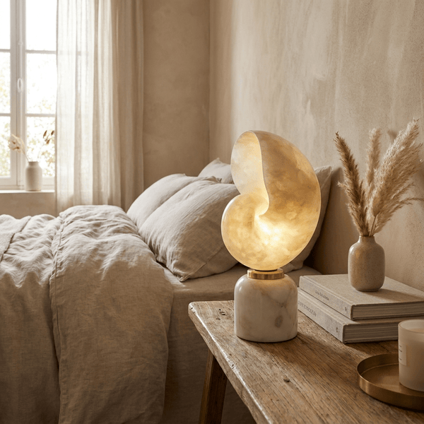 alabaster brass shell table lamp