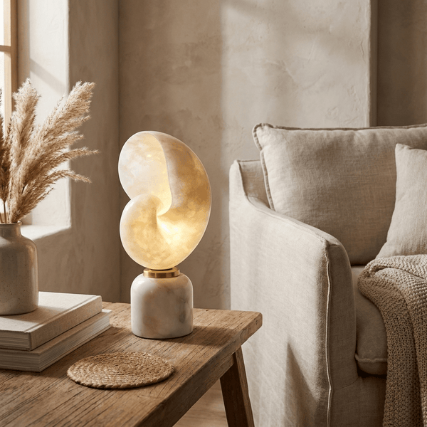 alabaster brass shell table lamp