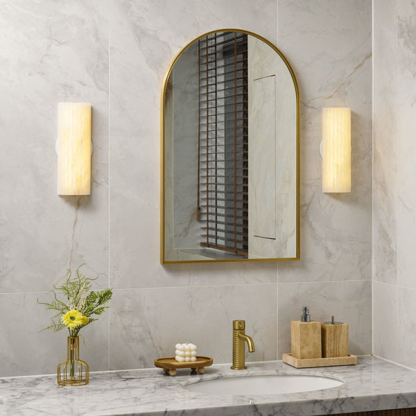 alabaster ribbed wall sconce led