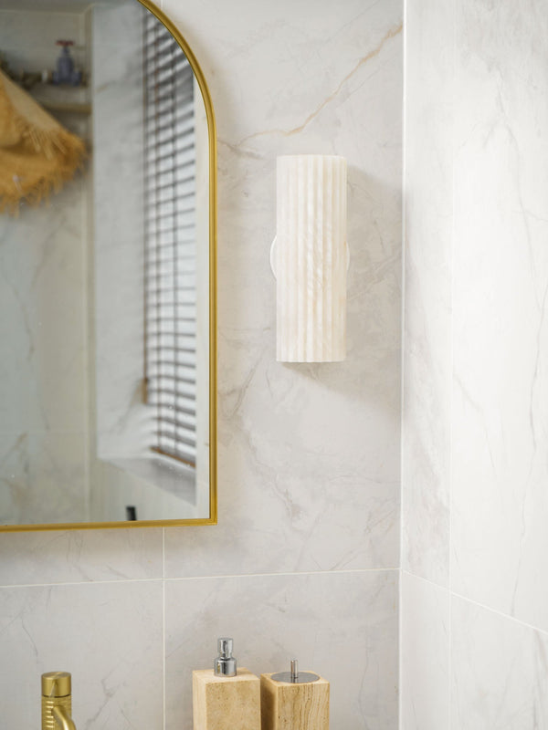alabaster ribbed wall sconce led