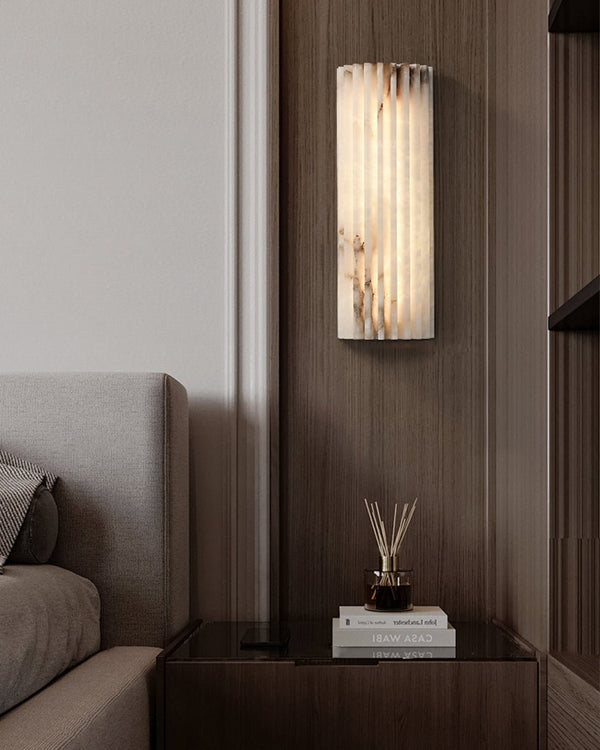 alabaster ribbed wall sconce led