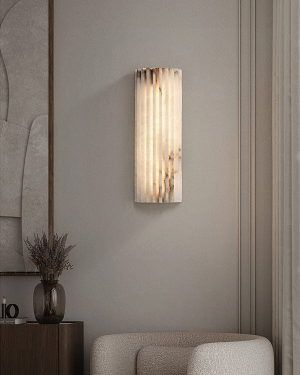 alabaster ribbed wall sconce led