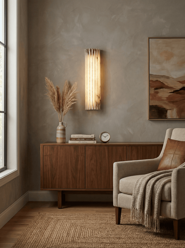 alabaster ribbed wall sconce led