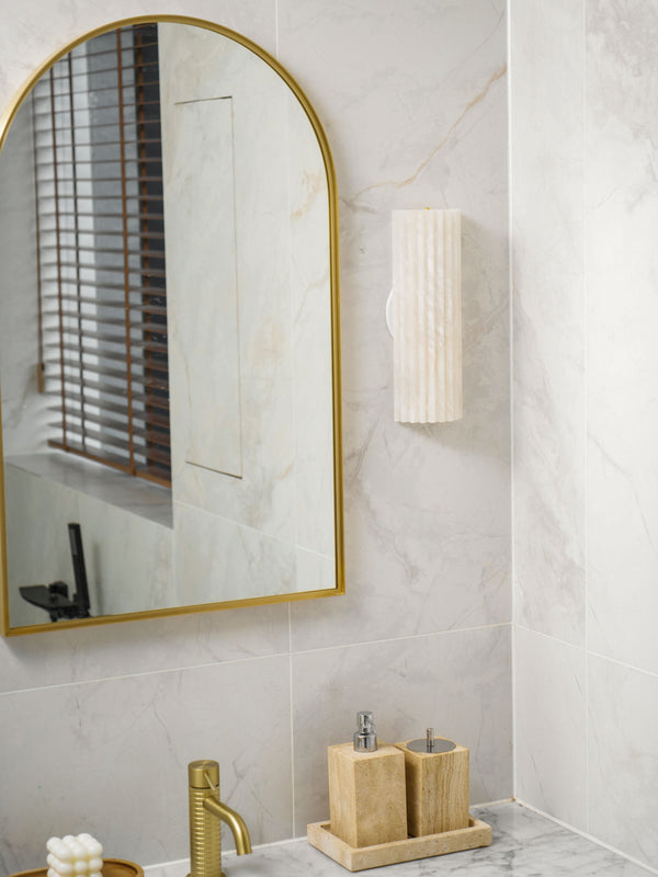 alabaster ribbed wall sconce led