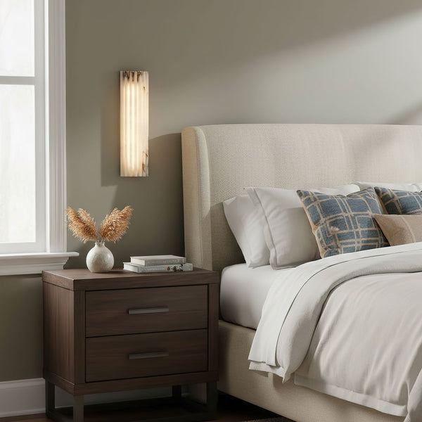 alabaster ribbed wall sconce led