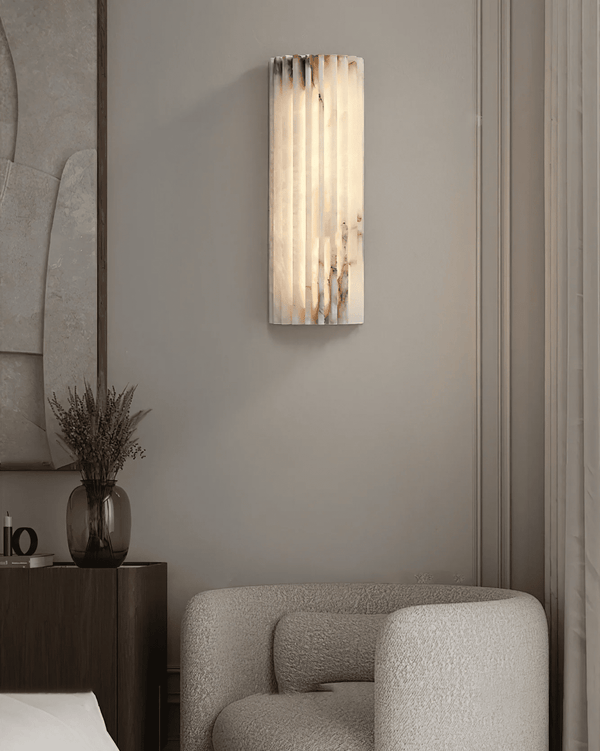 alabaster ribbed wall sconce led