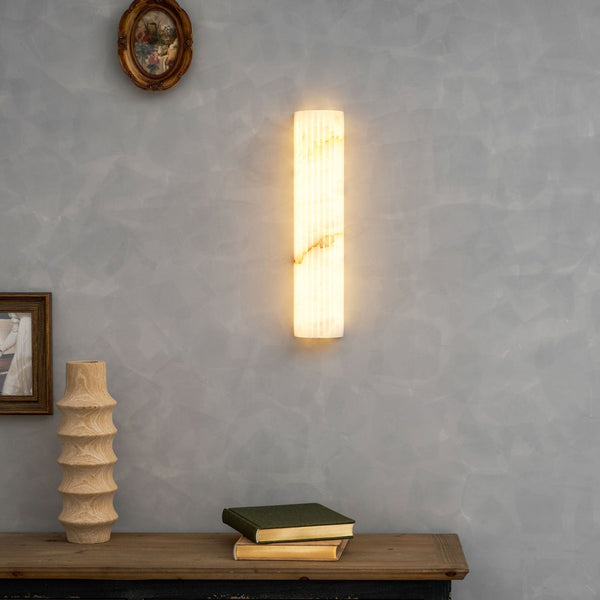alabaster ribbed wall sconce led