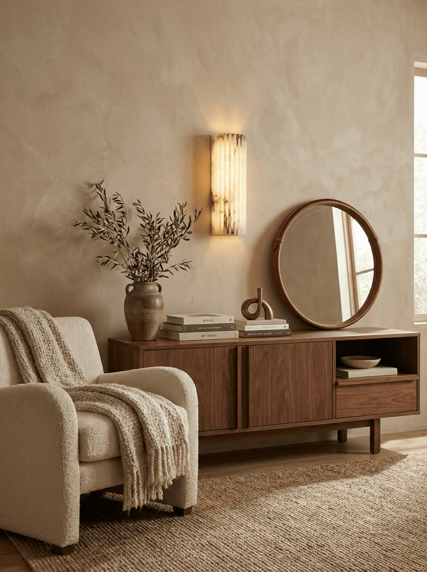 alabaster ribbed wall sconce led