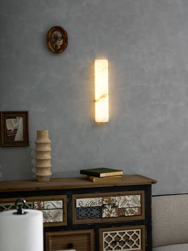 alabaster ribbed wall sconce led