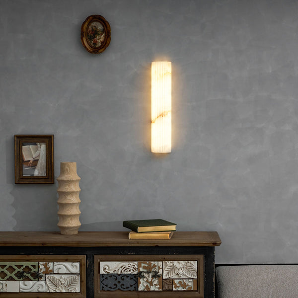 alabaster ribbed wall sconce led