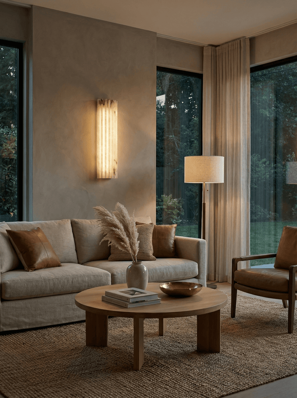 alabaster ribbed wall sconce led