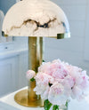 alabaster table lamp bronze gold bedside nightstand living room