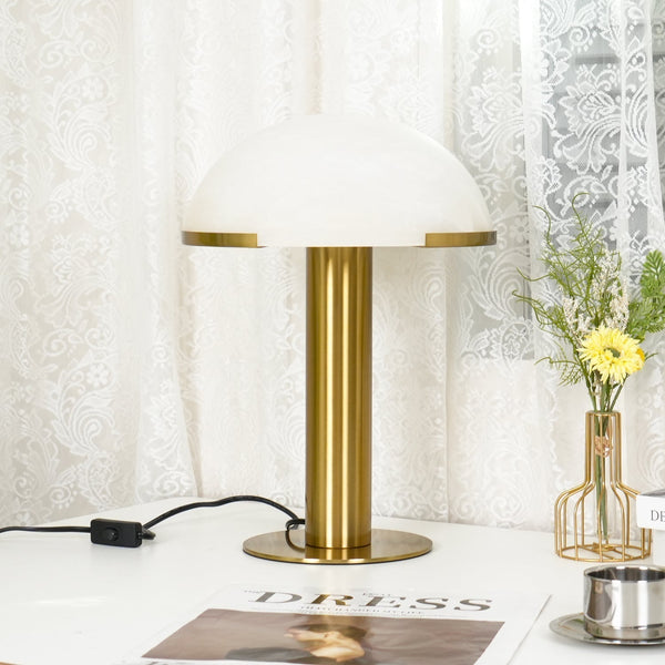 alabaster table lamp bronze gold bedside nightstand living room