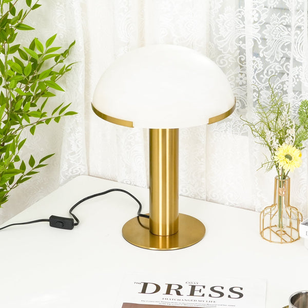 alabaster table lamp bronze gold bedside nightstand living room