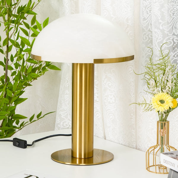 alabaster table lamp bronze gold bedside nightstand living room