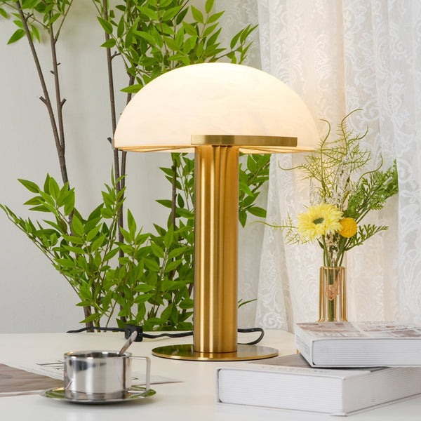 alabaster table lamp bronze gold bedside nightstand living room
