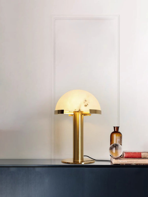 alabaster table lamp bronze gold bedside nightstand living room