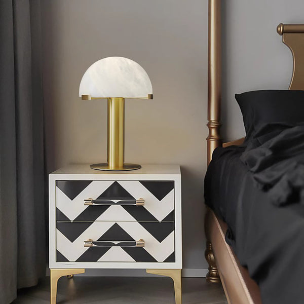 alabaster table lamp bronze gold bedside nightstand living room